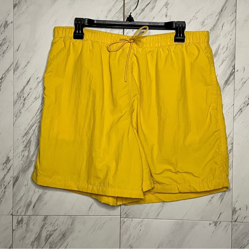 LCKR Men's Bright Yellow Woven Nylon Swim Trunks Athletic Shorts SZ XL